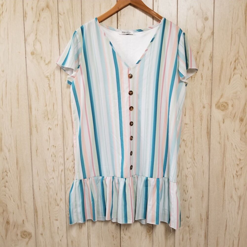 Angashion Multicolor Babydoll Mini Dress XL